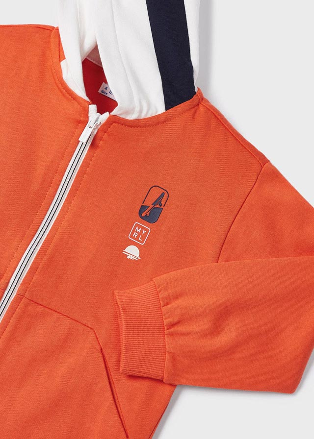 Mayoral Contrast hoodie for boy - Grapefruit - Be Chic