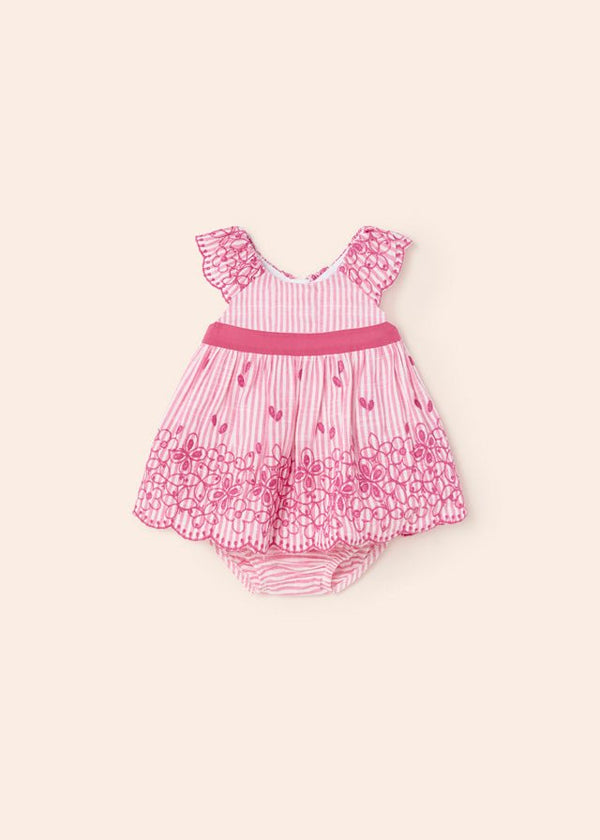 Mayoral Embroidered dress for newborn girl - Tulip rose - Be Chic