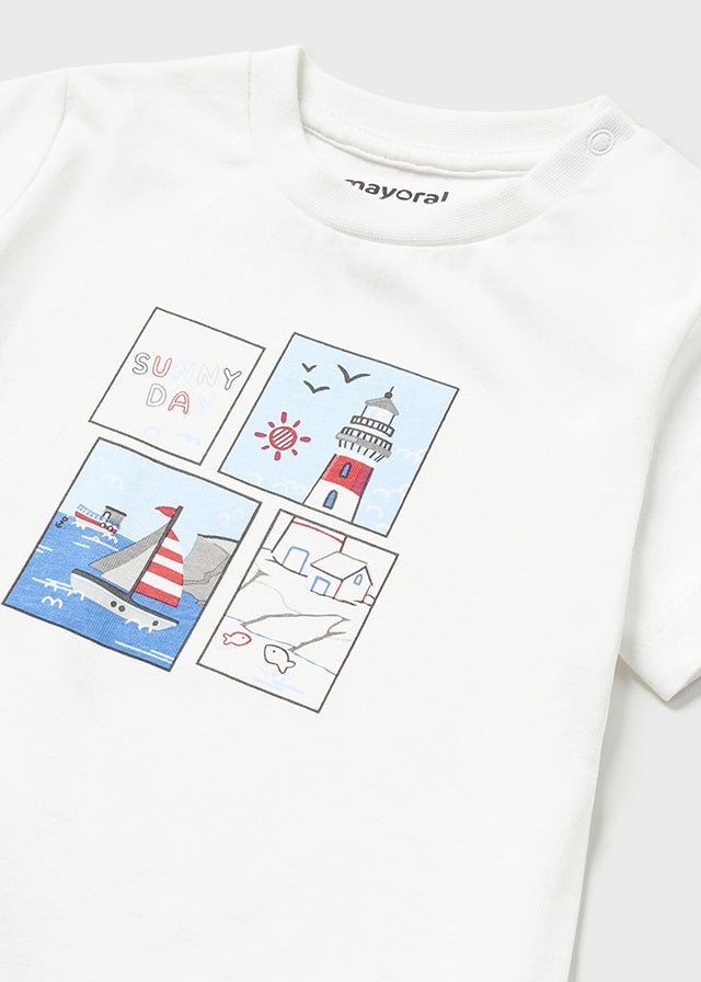 Mayoral knit printed bermuda set for baby boy - Red - Be Chic