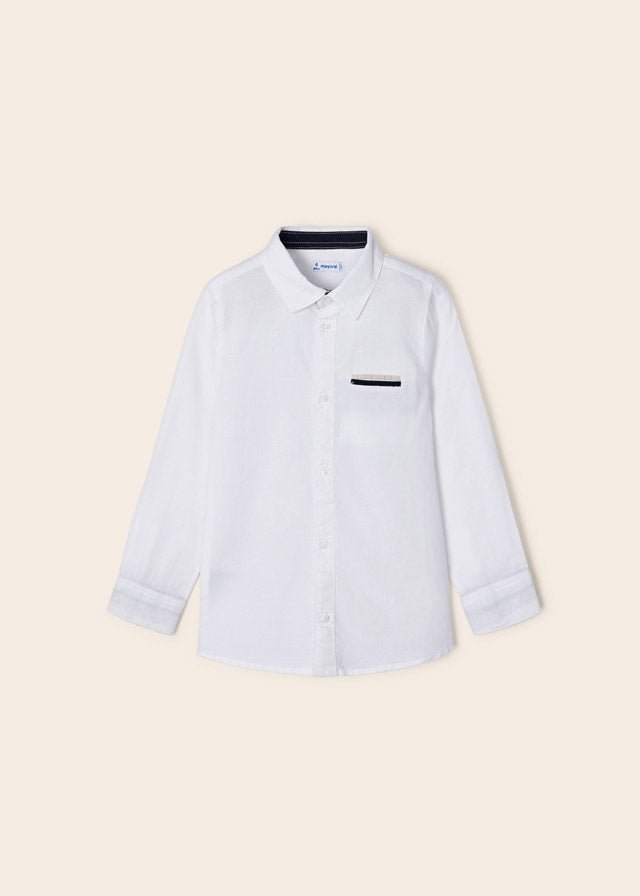 Mayoral L/s linen shirt for boy - White - Be Chic