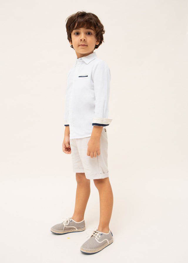 Mayoral L/s linen shirt for boy - White - Be Chic