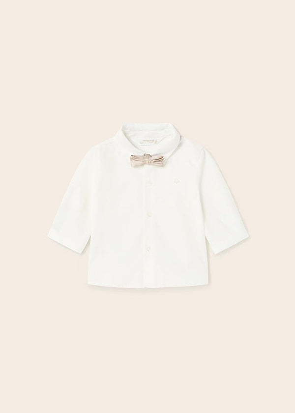 Mayoral L/s shirt and bowtie for newborn boy - Natural - Be Chic