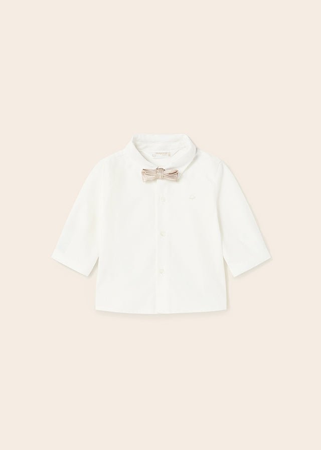 Mayoral L/s shirt and bowtie for newborn boy - Natural - Be Chic