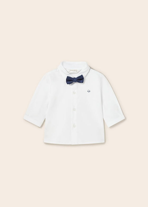 Mayoral L/s shirt and bowtie for newborn boy - White - Be Chic
