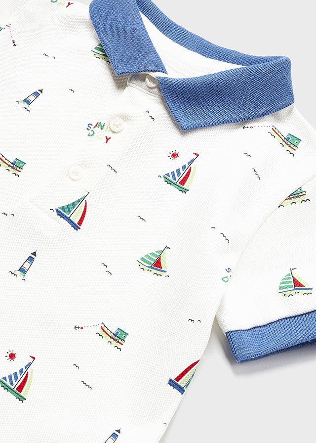 Mayoral Polo s/s large print for baby boy - Boats - Be Chic