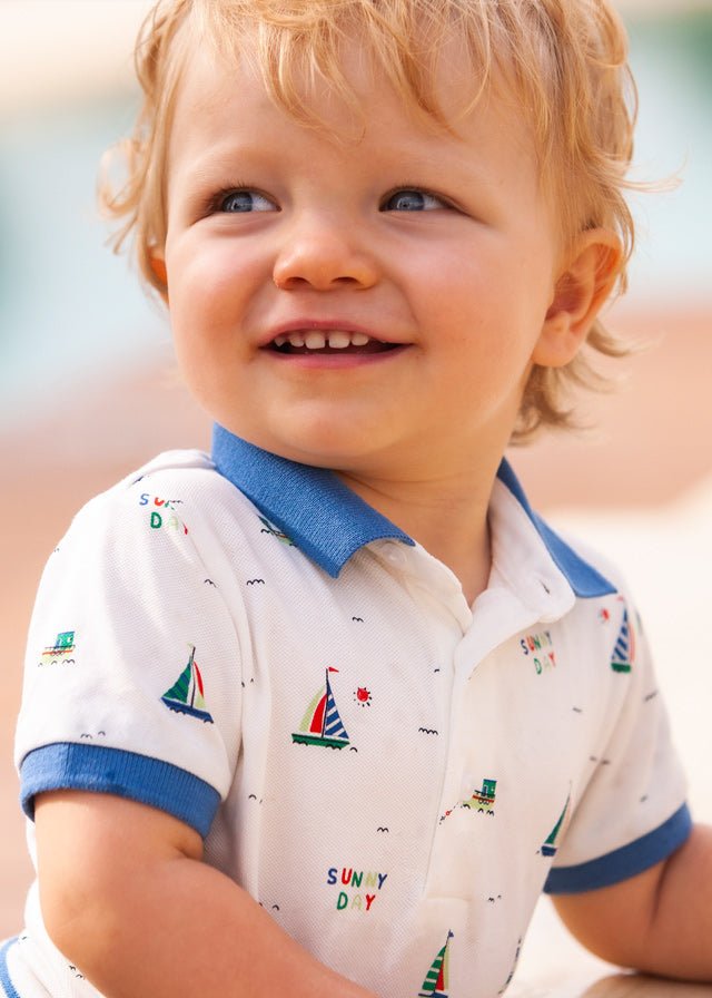 Mayoral Polo s/s large print for baby boy - Boats - Be Chic