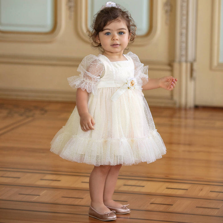 Patachou Ecru Dress with Rose - Be Chic