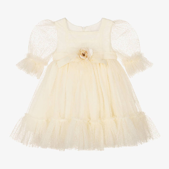 Patachou Ecru Dress with Rose - Be Chic