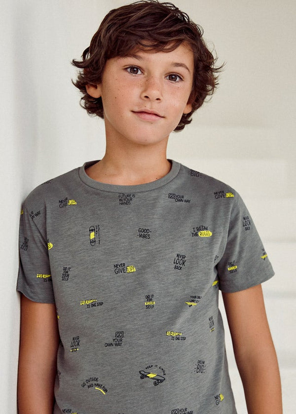 Printed s/s t-shirt for teen boy - Steel - Be Chic