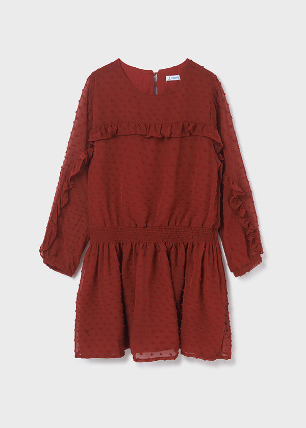 Swiss dot dress for teen girl - Maroon Mayoral