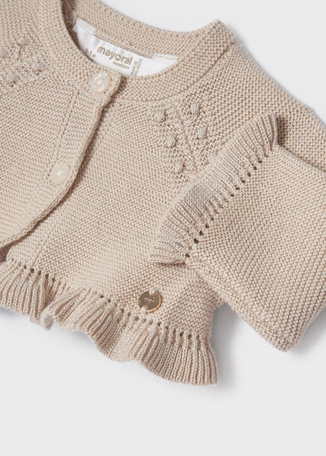 Short cardigan for newborn girl - Champagne - Be Chic