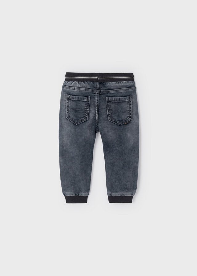 Soft denim joggers for baby boy - Grey - Be Chic