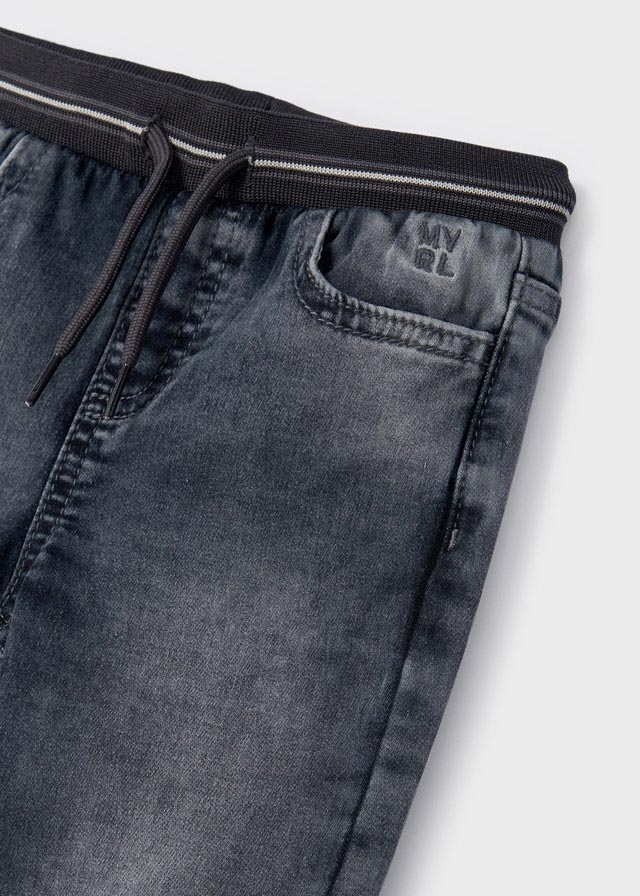 Soft denim joggers for baby boy - Grey - Be Chic