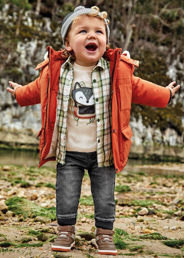 Soft denim joggers for baby boy - Grey - Be Chic