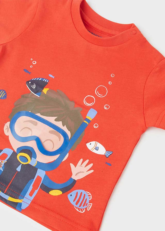 S/s scuba t-shirt for baby boy - Watermelon - Be Chic