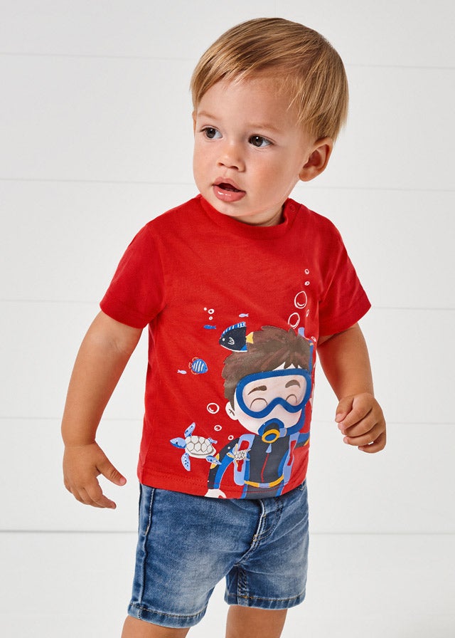 S/s scuba t-shirt for baby boy - Watermelon - Be Chic