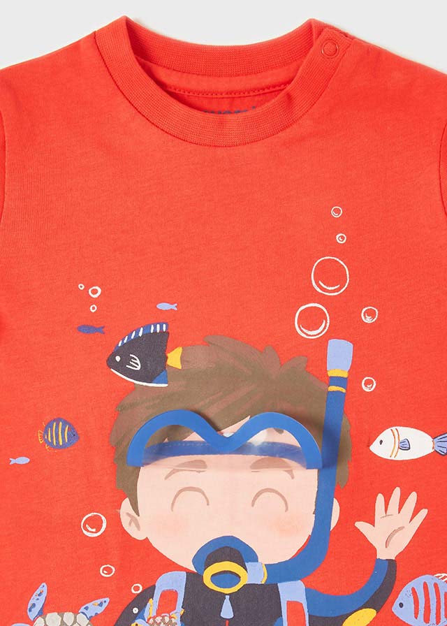 S/s scuba t-shirt for baby boy - Watermelon - Be Chic