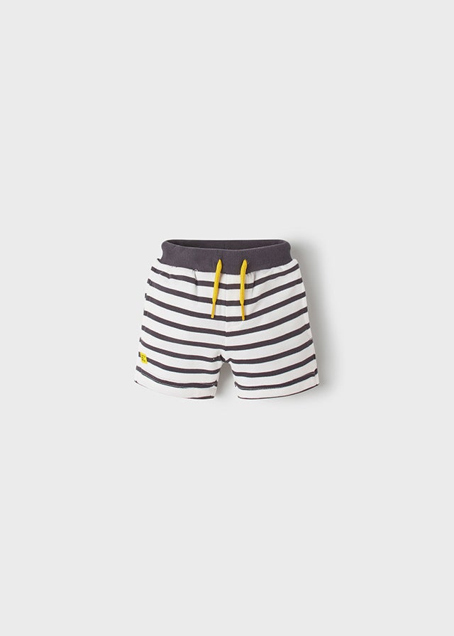 Striped knit bermuda for baby boy - Dark gray - Be Chic