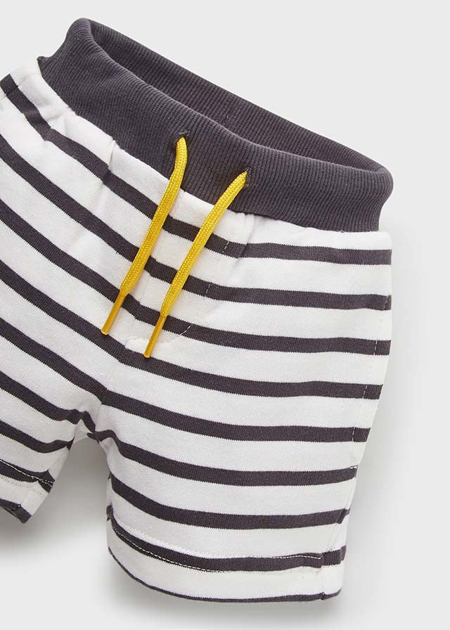 Striped knit bermuda for baby boy - Dark gray - Be Chic