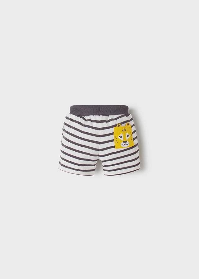 Striped knit bermuda for baby boy - Dark gray - Be Chic