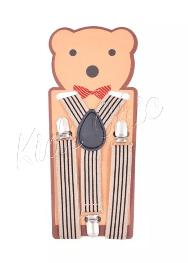 Striped Suspender kids - Beige/Black - Be Chic