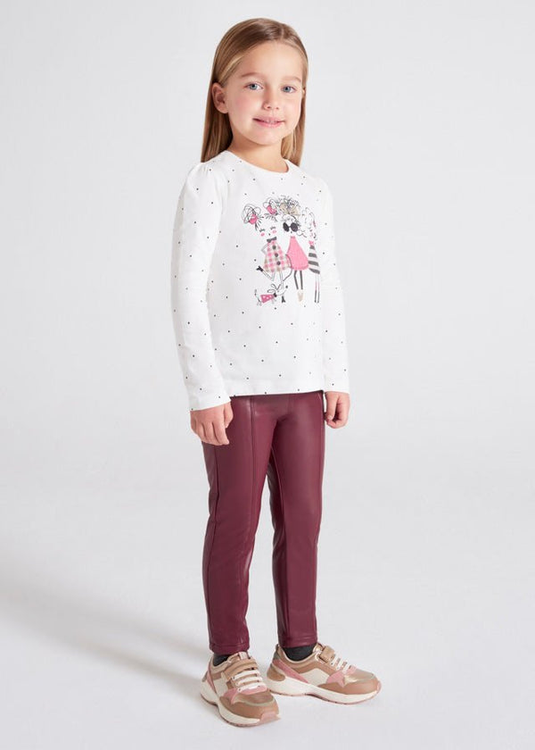 Synthetic leather leggings for girl - Blackberry - Be Chic