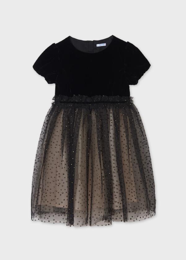Velvet tulle dress for teen girl - Black - Be Chic